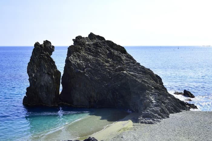 The Cinque Terre from the sea, aboard a gozzo