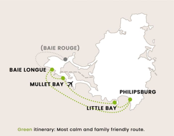 Excursion d'une journée complète en bateau d'île en île avec Don't Worry : Tintamarre et Pinel ou circuit le long de la côte caraïbe