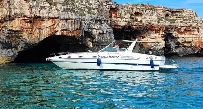 Louez un bateau pour une journée complète afin de découvrir les magnifiques grottes et le monde sous-marin, avec des pauses baignade, des apéritifs et de la musique.