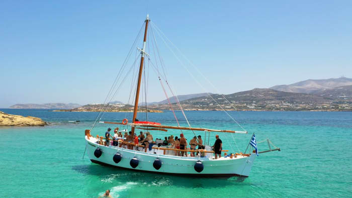 One day in Paros on a motorboat