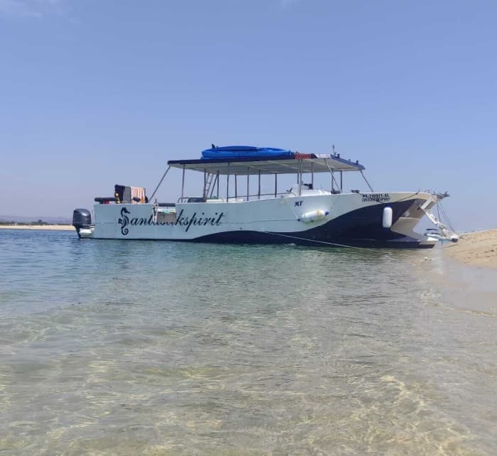 Ria Formosa Catamarano con una capacità di 28 persone.