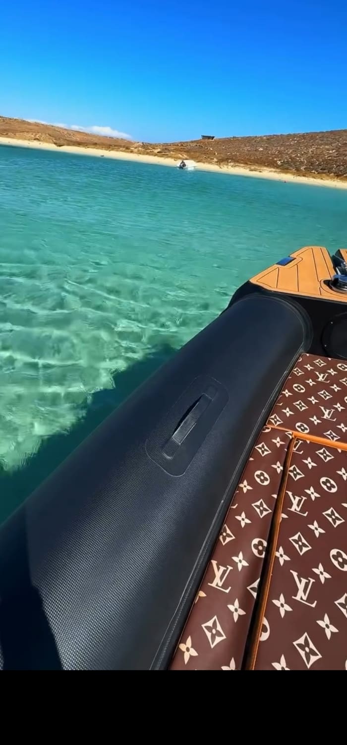 Louis Vuitton 12 m RIB | Full-Day Private Mykonos Cruise – Secret Beaches, Delos & Rhenia, All-Inclusive with Drinks & Gourmet Snacks