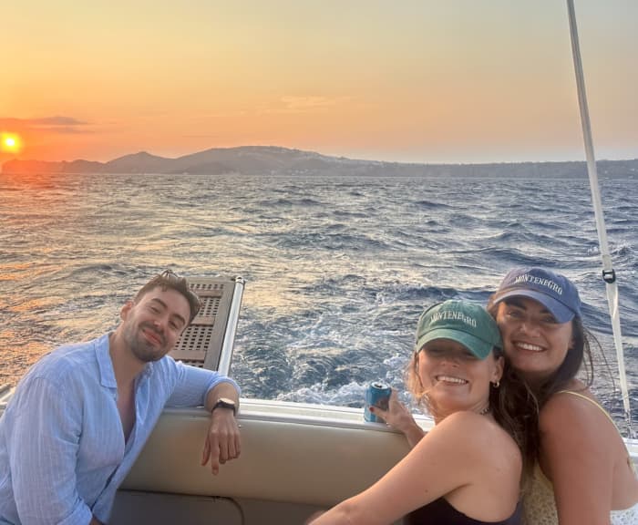 Enjoy a full day on a motorboat in Santorini