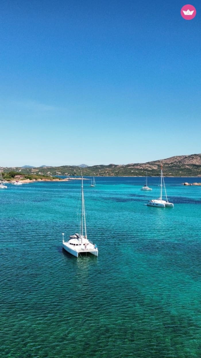 Individual catamaran boat tour around La Caletta (near Olbia)