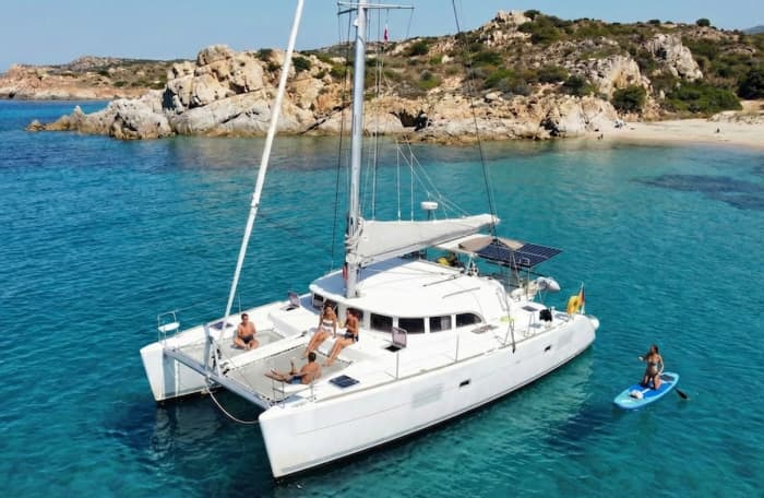 Individual catamaran boat tour around La Caletta (near Olbia)