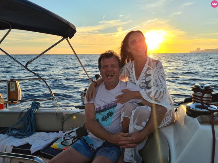Sunset in Barcelona, swimming and relaxation.
