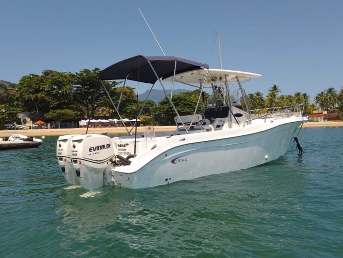 Profitez d'une excursion de 8 heures en bateau à moteur pour explorer Ilhabela.