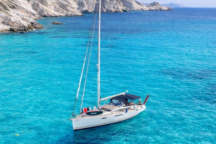 Milos: Private luxury sailing to Kleftiko bay with Mediterranean Cuisine