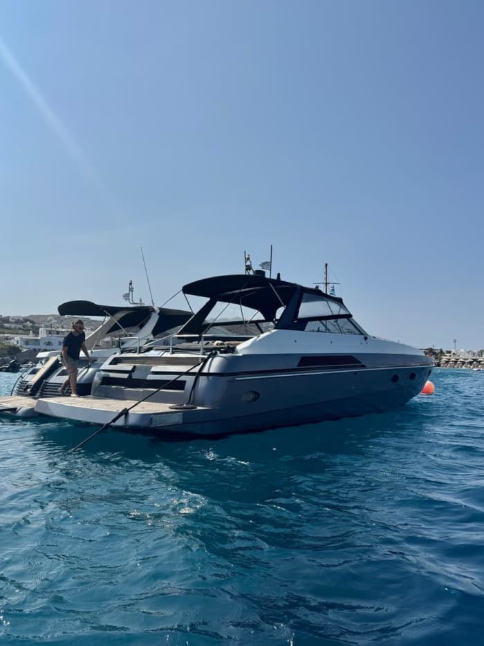 One day in Mykonos on a motor yacht