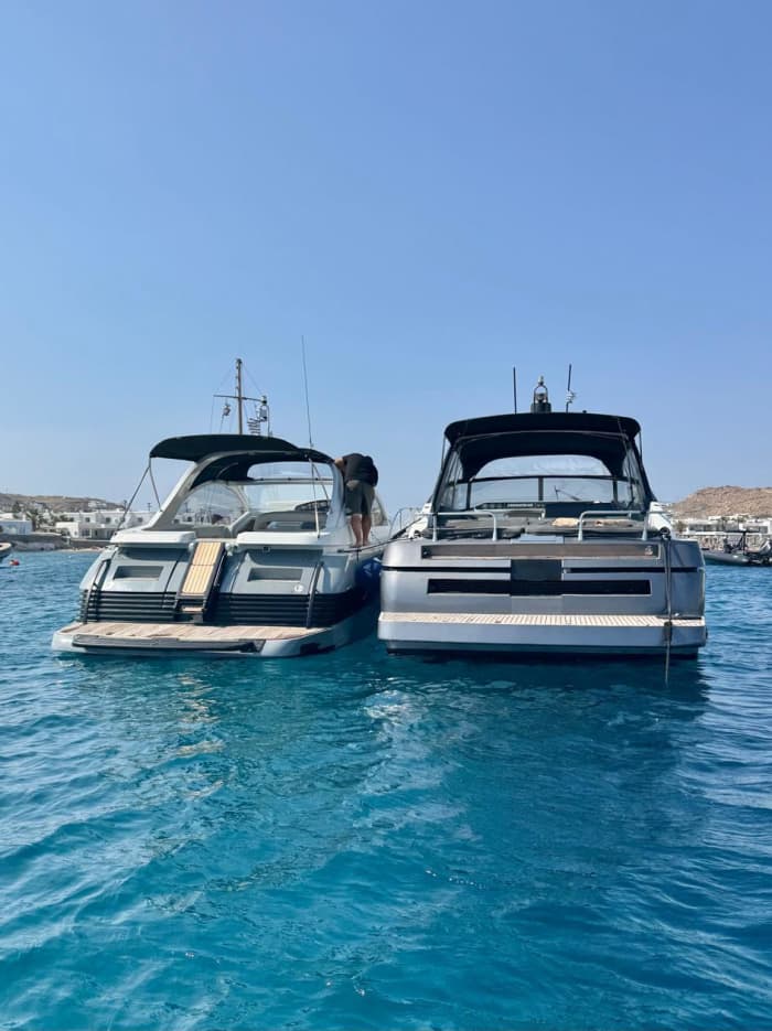 One day in Mykonos on a motor yacht