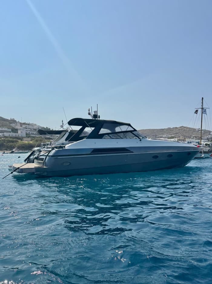 One day in Mykonos on a motor yacht