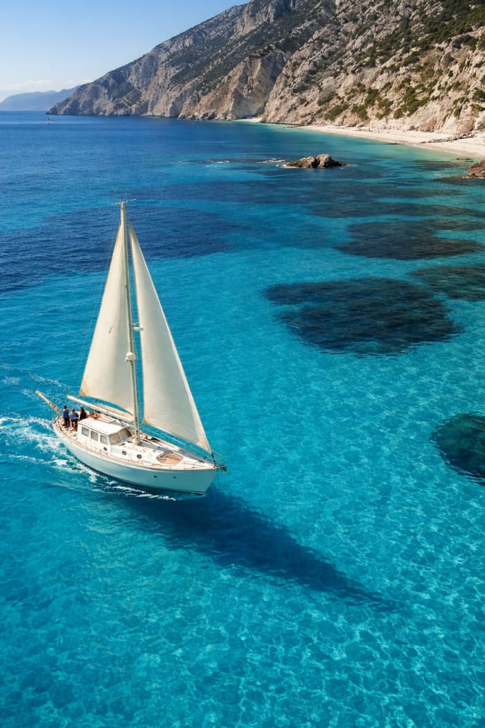 Tussen Tavolara en Cala Girgolu op een vintage zeilschip