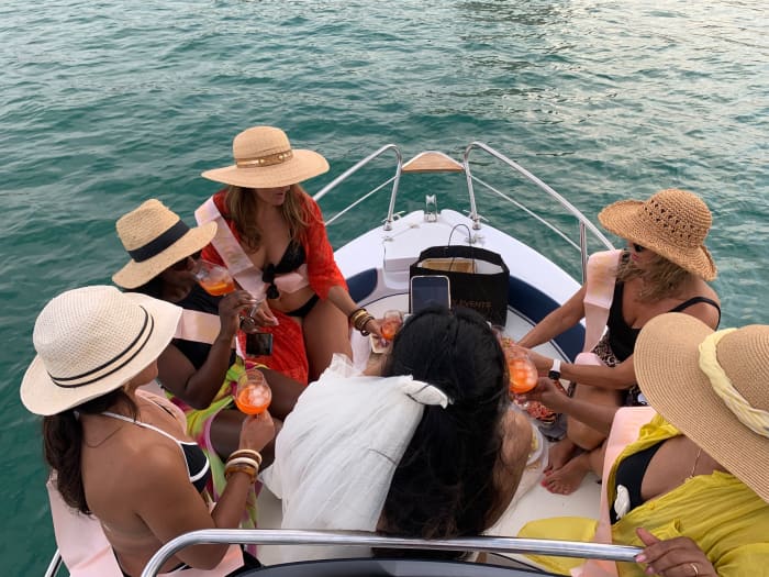 Trani Sunset Aperitif on a Boat with a Swim Stop, Cathedral, Trabucco Castle, Monastery