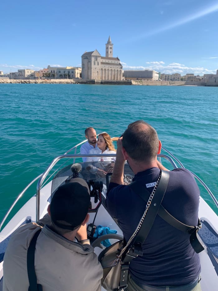 Trani Sunset Aperitif on a Boat with a Swim Stop, Cathedral, Trabucco Castle, Monastery