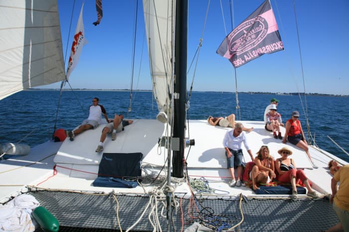 Combine catamaran sailing and exploring the Ile aux Moines