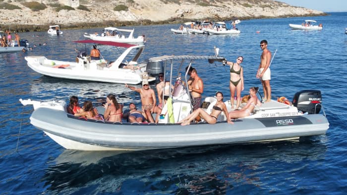 A Day on a Boat in the Egadi Islands: Favignana and Levanzo with Swimming and Water Activities