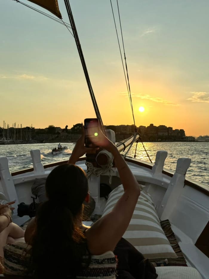 Sunset Charm on a Traditional Wooden Boat