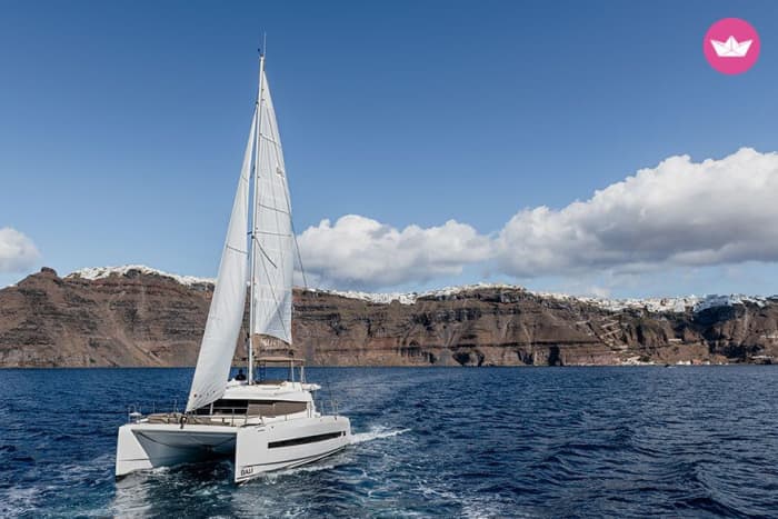 Bali 4.1: Santorini Morning Magic: Catamaran Cruise to Red Beach, White Beach, Volcano & More!