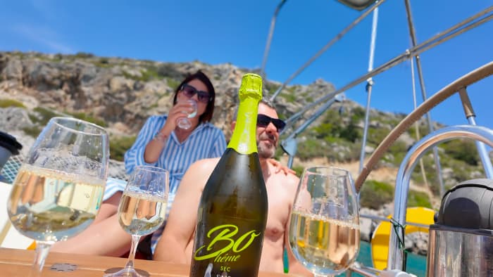 Rhodes Private Luxury Sailing Yacht Experience – Sail to Stunning Islands with Gourmet MediterAsian Lunch, Champagne & Cocktails and Premium wines