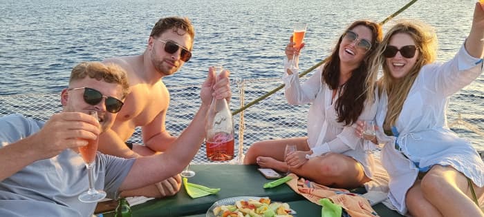 Rhodes Private Luxury Sailing Yacht – Sunset Cocktails, Champagne, Fresh Seasonal Fruits & Vietnamese Artisanal Snacks
