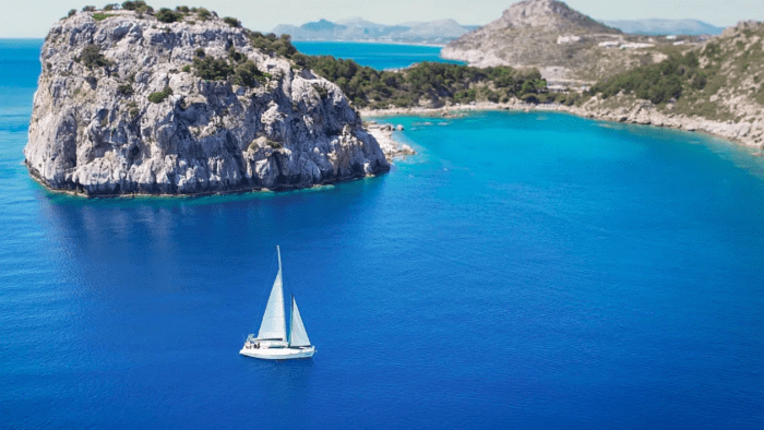 Rhodes Private Luxury All-Day Sailing Cruise – Gourmet MediterAsian Lunch & Deluxe Dinner, Cocktails & Champagne