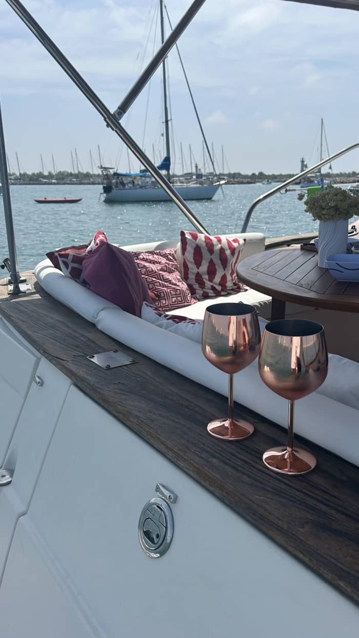 Sunset drinks and swimming at Aresquiers — 3 hours aboard a luxury speedboat