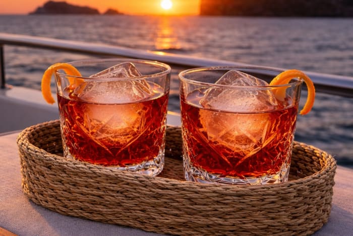 Dolcevita sunset tour - quality Italian aperitif. Gas 150 extra / skipper 150 extra.