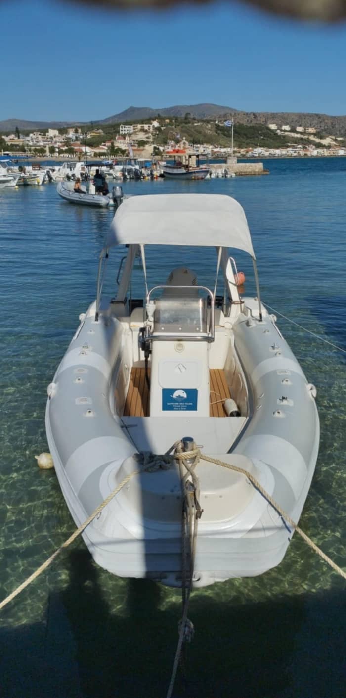 Your day in Chania: Rent a motorboat for 9h of discovery