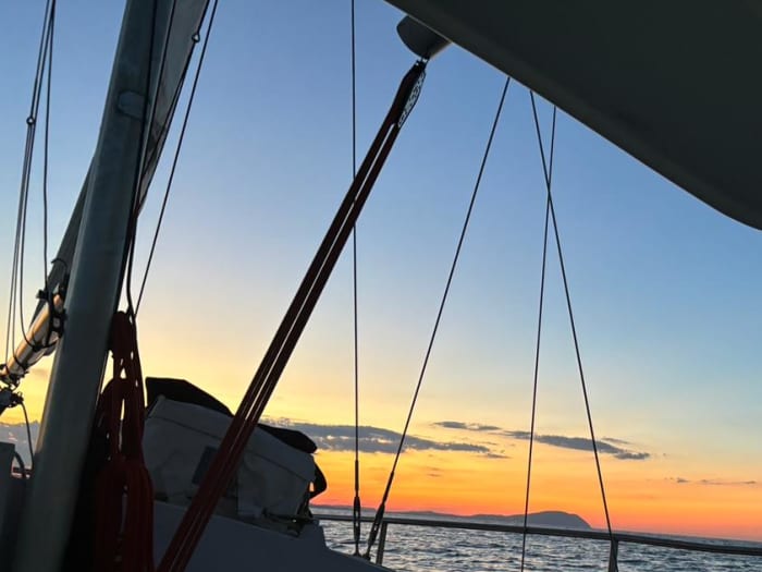 Sailing towards the Gulf of Baratti and the crystal clear waters of Tuscany