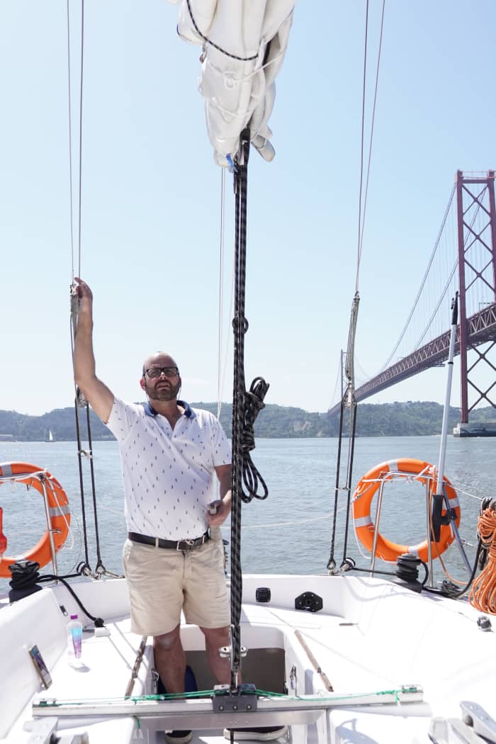 Explore Lisbon aboard a sailboat on the Tagus River, in a private sunset experience.