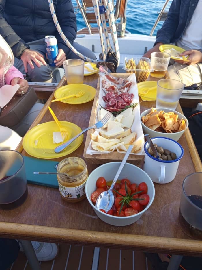 Fertilia, Alghero. Sunset dinner on a sailing boat.