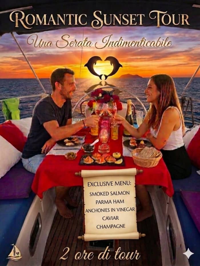 Romantischer Sonnenuntergang auf einem Segelboot