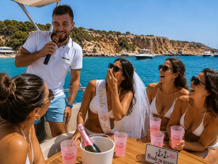Ibiza: Private tour for hen parties with a surprise included. 7+ skipper