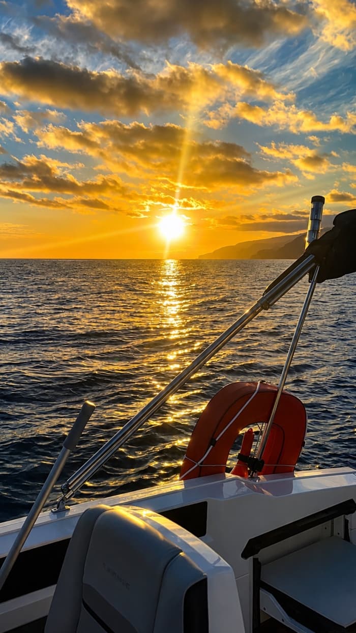 Private Bootsfahrt bei Sonnenuntergang auf Madeira: Goldene Küste und Cabo Girão