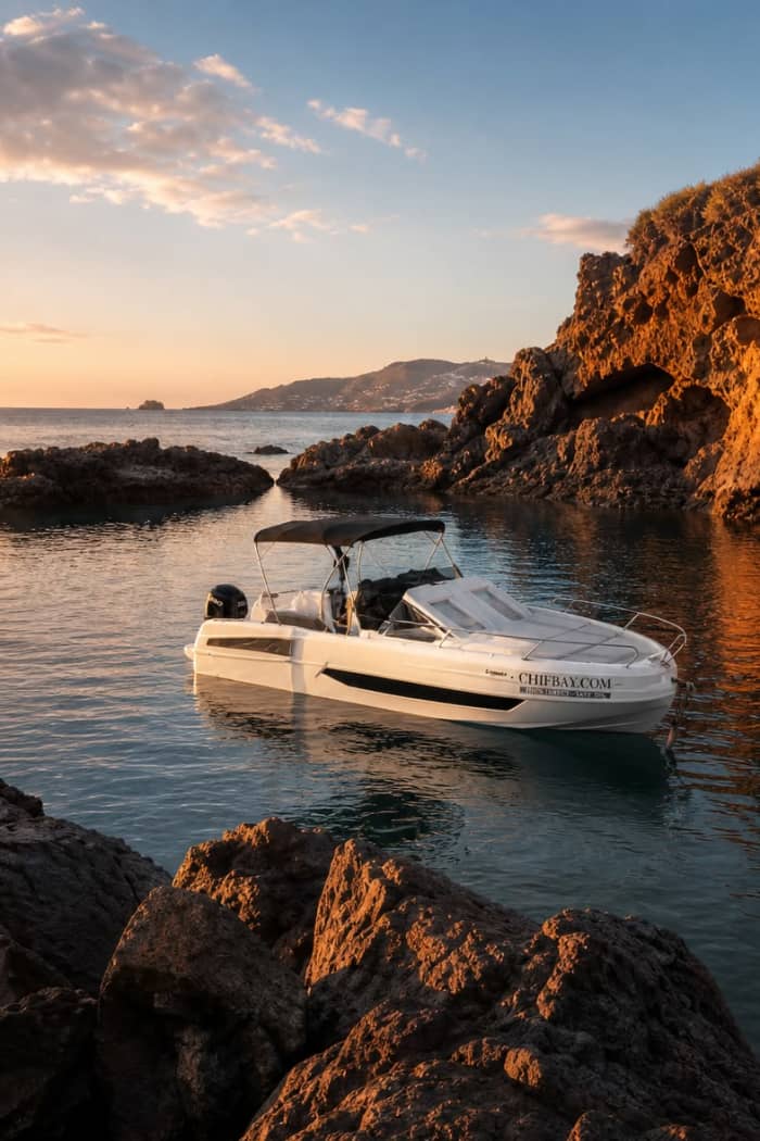 Private Bootsfahrt bei Sonnenuntergang auf Madeira: Goldene Küste und Cabo Girão
