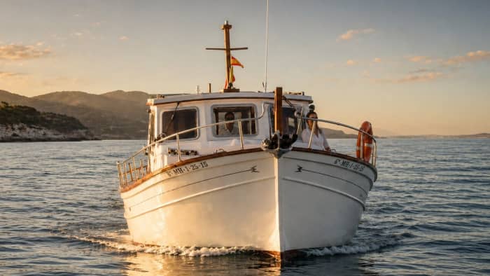 Sunset boat trip in a Menorcan llaüt with a skipper from Mahón