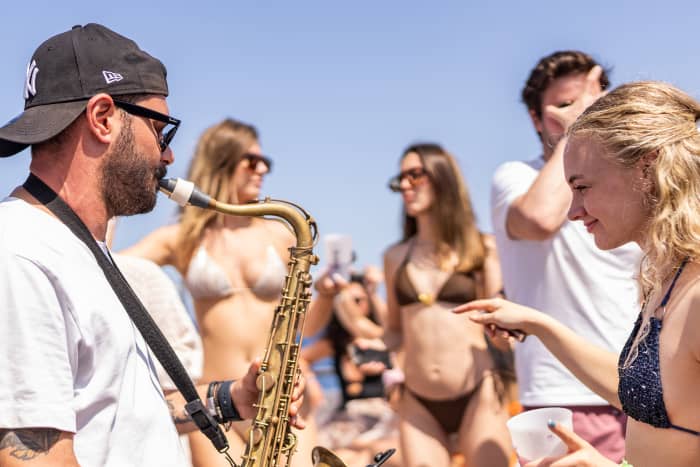 Full-Day Private Charter aboard a Floating Beach Club Catamaran · Ibiza & Formentera