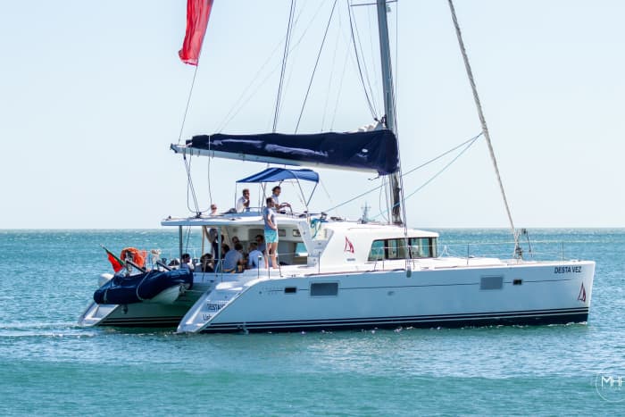 Morning breeze or sunset magic – catamaran cruise in Lisbon