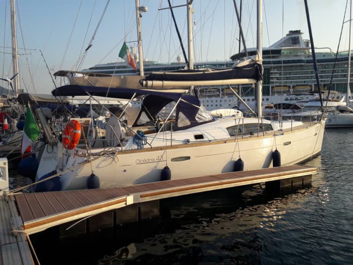Explore Santo Stefano al Mare and enjoy a full day of sailing on a sailboat