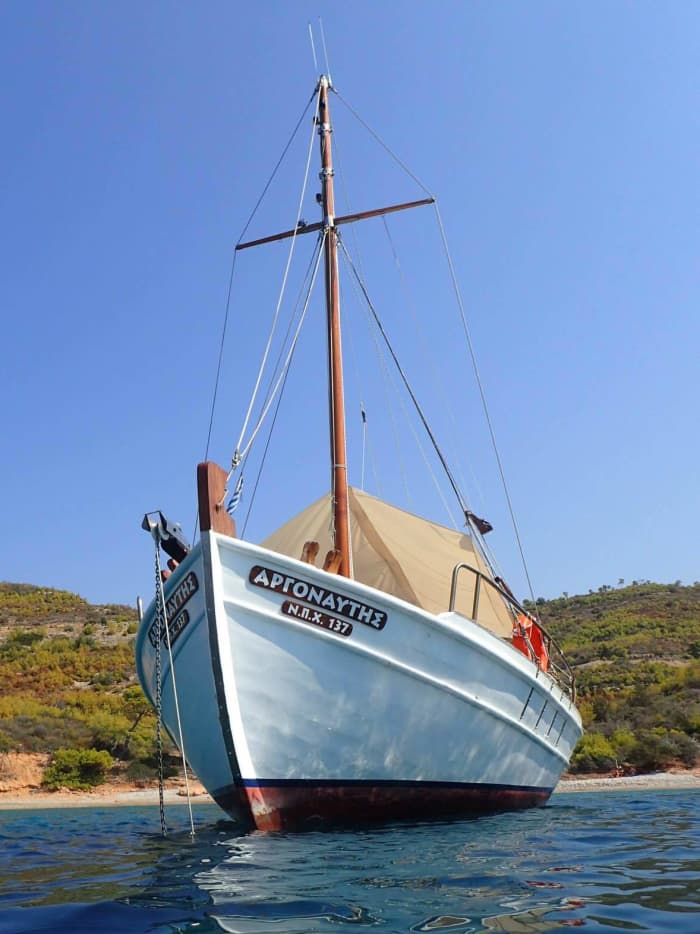 Enjoy a half-day Odyssey around Porto Cheli on a motorboat
