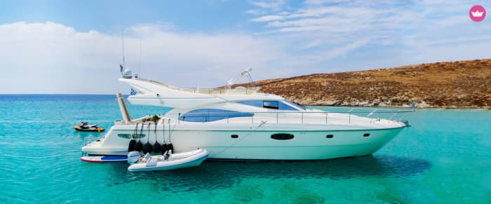 Croisière de luxe d'une journée en yacht de Mykonos à Délos, Rhénanie et la côte sud