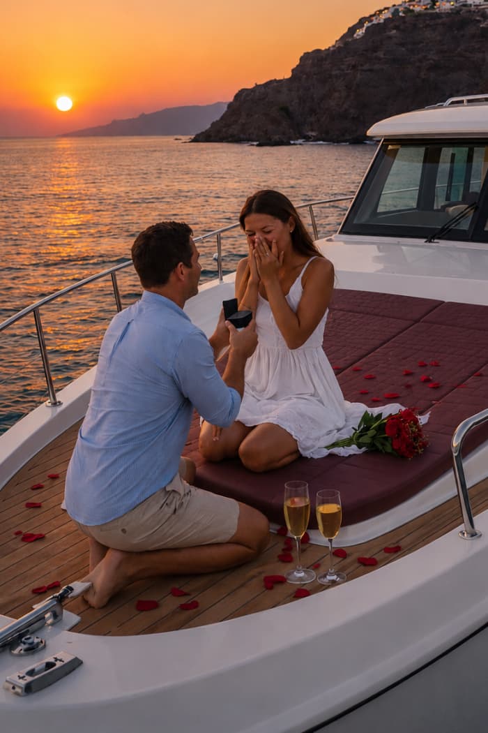 Golden Horizons : Croisière privée au coucher du soleil à Santorin