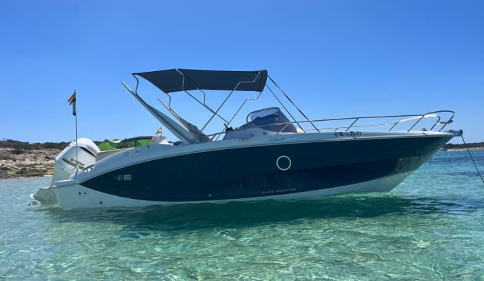 Escape to Tagomago Island from Santa Eulalia des Riu and its coves by motorboat.