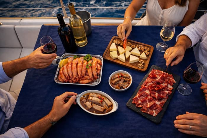 Experiência gastronômica em um veleiro