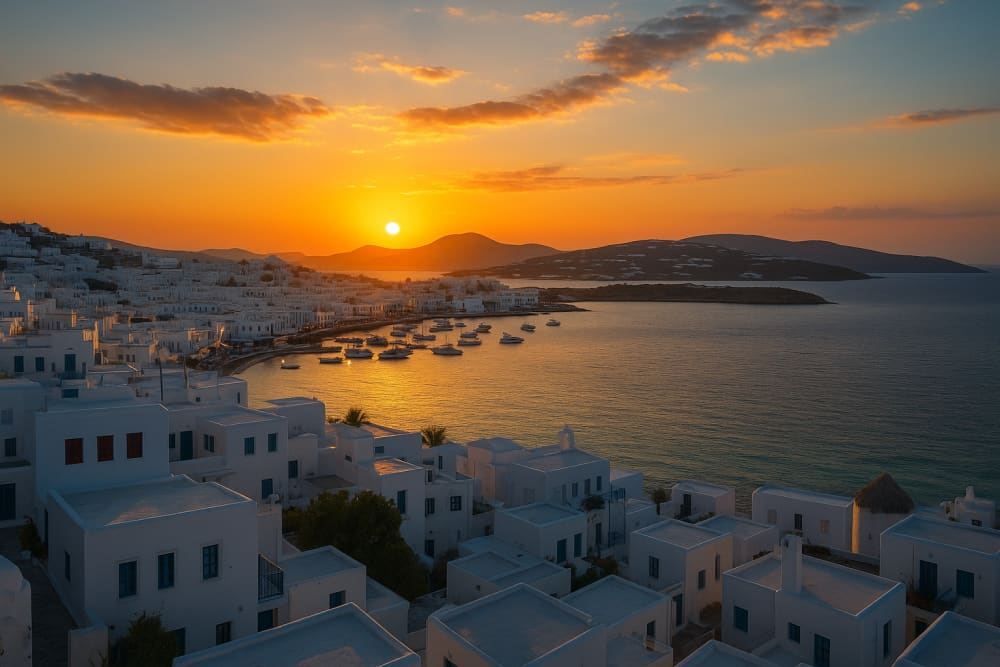 Magie du coucher de soleil sur la côte sud de Mykonos – Croisière en yacht privé 2
