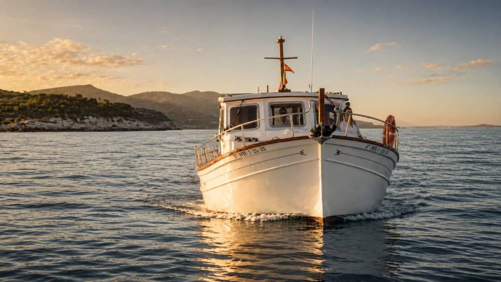 Excursion en bateau au coucher du soleil à bord d'un llaüt minorquin avec un skipper de Mahón