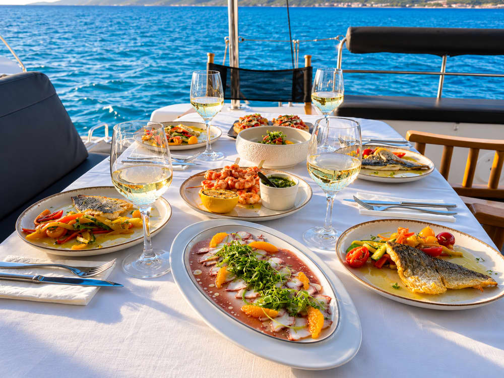 Croisière privée d'une journée en catamaran à Paros et Antiparos avec dégustation des plats signatures du chef 5