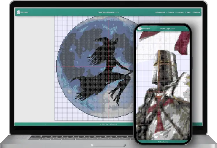 ClickStitch on a laptop and mobile phone.