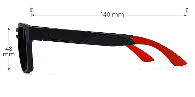Elmer black red   TR90  Sunglasses, size view