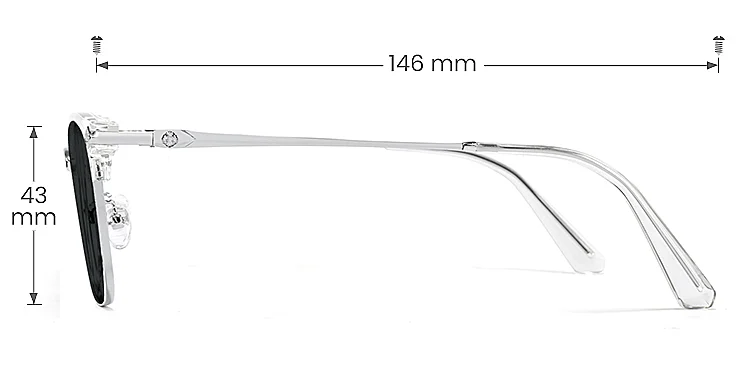 Emeka clear silver   Metal  Sunglasses, size view